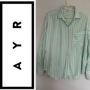 AYR The Deep End Striped Silk Top L